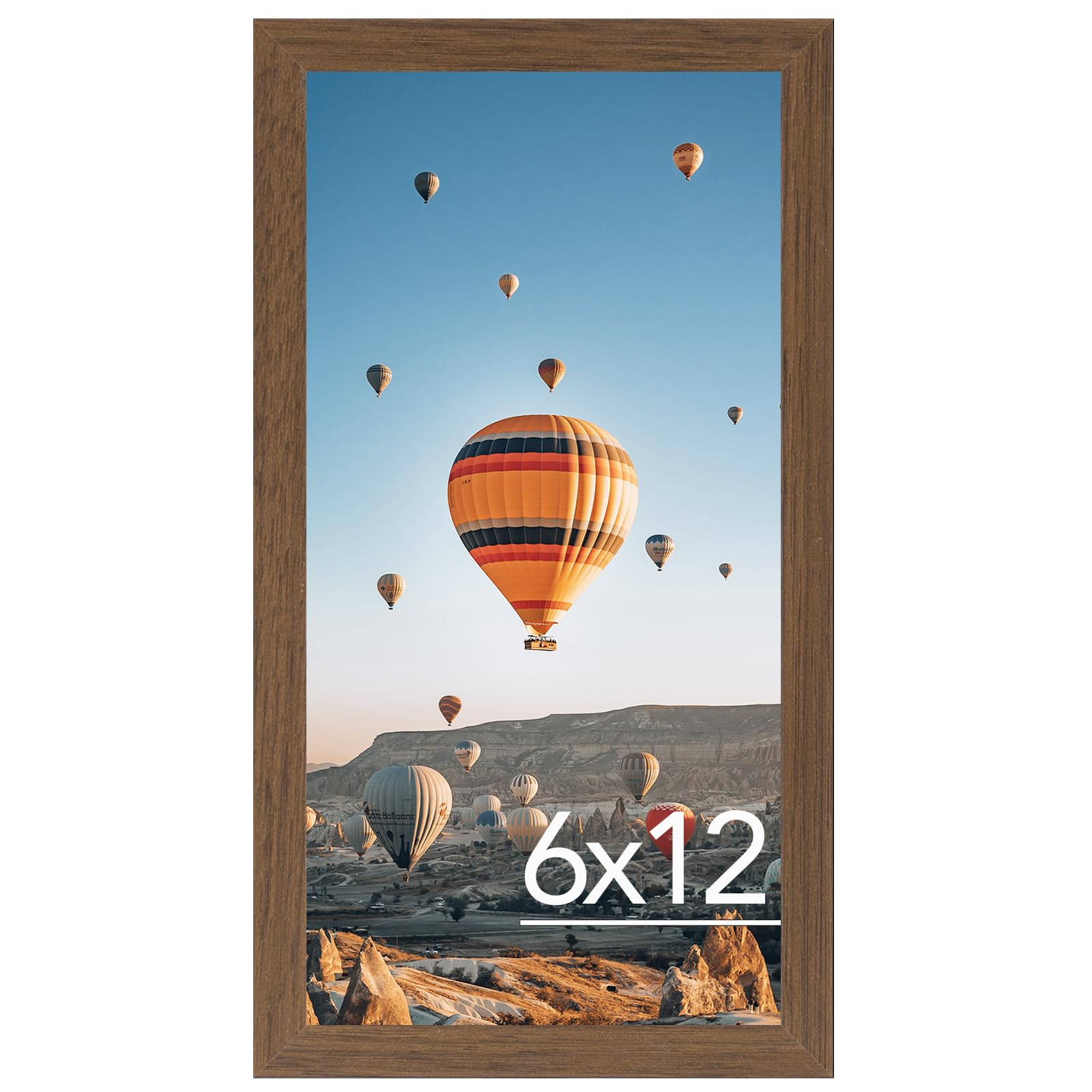 JCJMY 6x12 Picture Frame Brown for Wall Hanging, Wall Mounting Horizontally or Vertically, 6 x 12 Wall Gallery Poster Photo Frame with Shatter Resistant Plexiglass, Brown