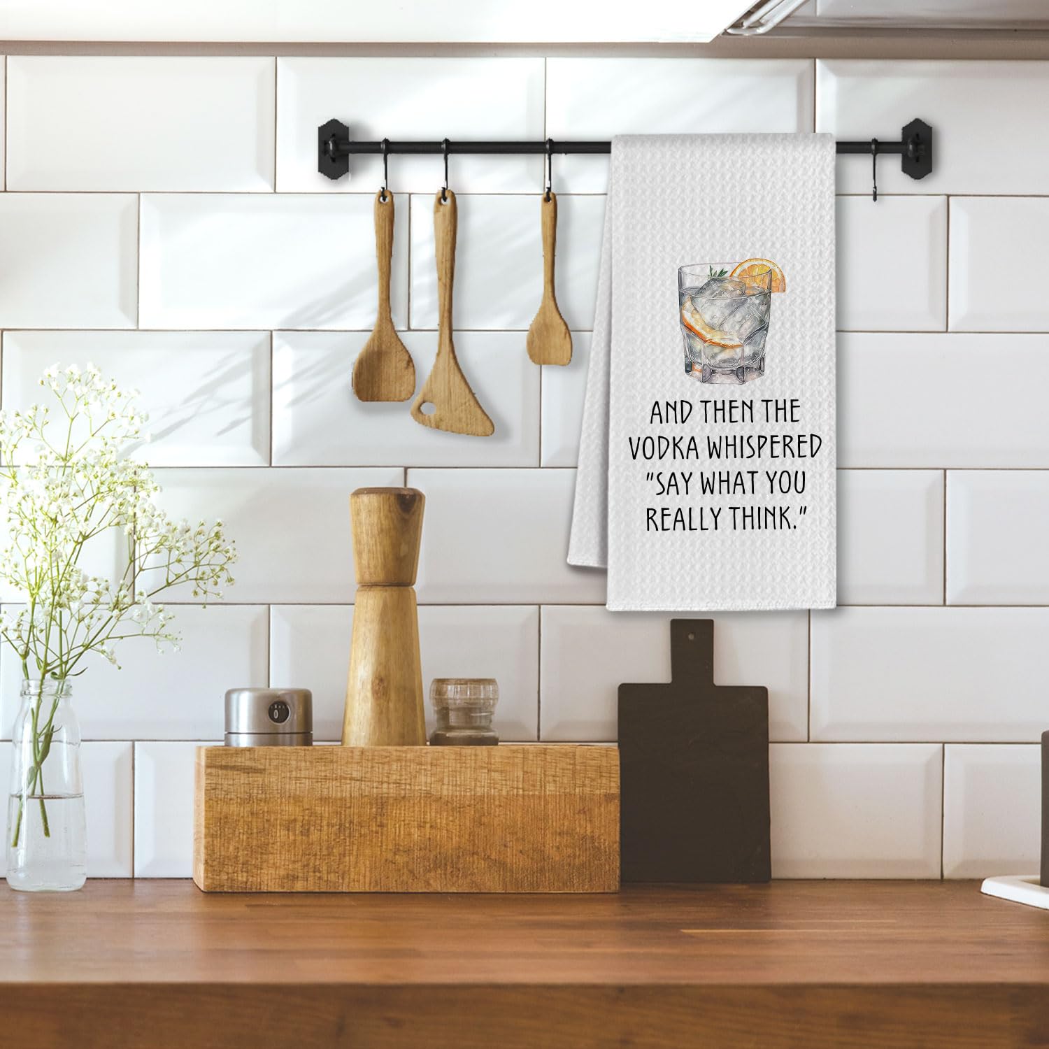 Vodka Gifts Kitchen Towels, Vodka Lover Gifts Dish Tea Towels for Kitchen Bar Cart Decor, Gift for Bartender Decorative Hand Towel, 16x24 Inches