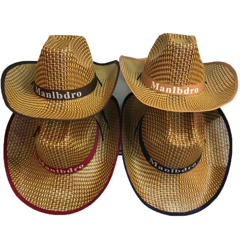 YEKEYI Sombrero de cowboy unisex de paja para verano, con ala ancha, 4 unidades