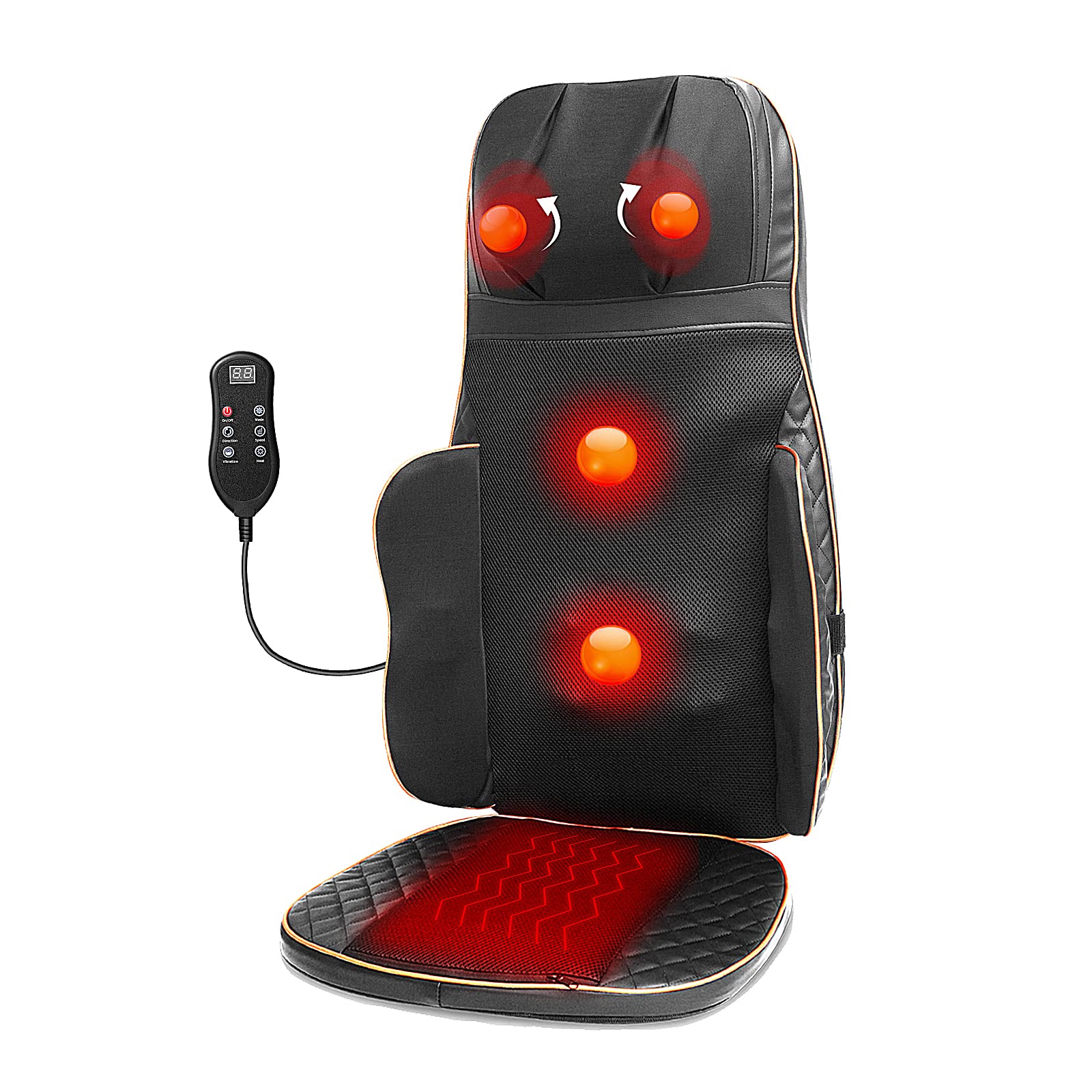 LapEasy Shiatsu Neck and Back Massager with Heat - Deep Tissue 3D Kneading, Massager Chair Pad for Full Back, Neck, at Home, Office Use, Comfort Gifts for Women and Men