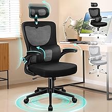 ALFORDSON Office Chair High Backrest, Adjustable in Height and Angle, Wide Backrest, High Resilience Foam, Folding Armrests, 360° Rotation, 180 kg, Nyles, Black