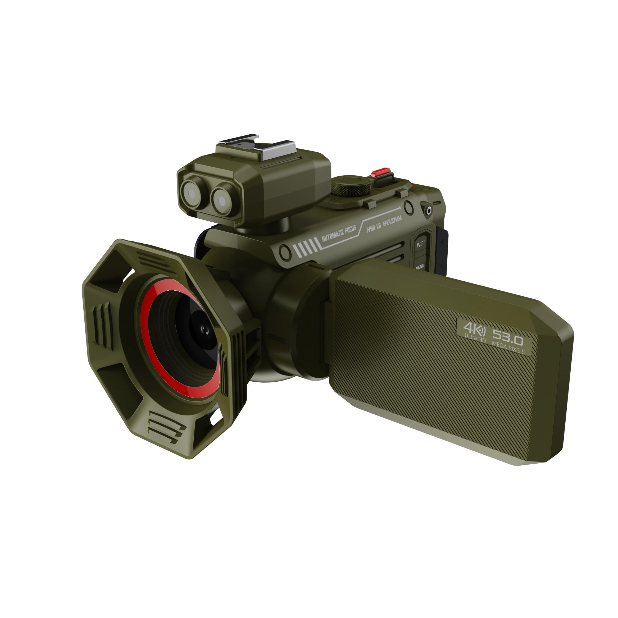 Videocamera 4K UHD WiFi, videocamera digitale da 53 MP con zoom 50X, visione notturna, schermo da 3,0 pollici, batteria 2500 mAh per vlogging