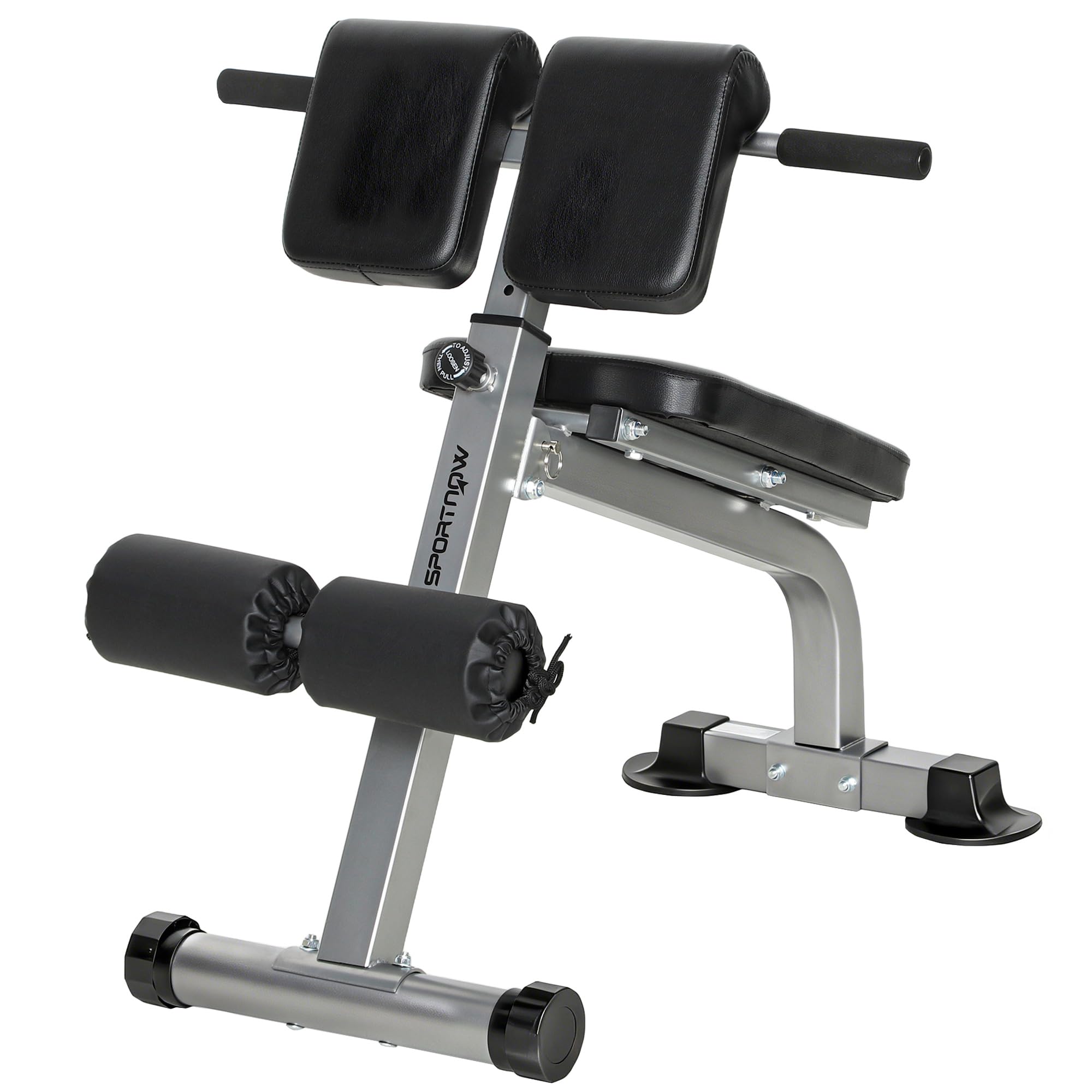 SPORTNOW Panca Romana Multifunzione, Sedia Romana Pieghevole con Inclinazione Altezza Regolabile per Iperestensioni Schiena, Panca Addominali Pesi Fitness per Allenamento Palestra Casa, Capacità 150kg