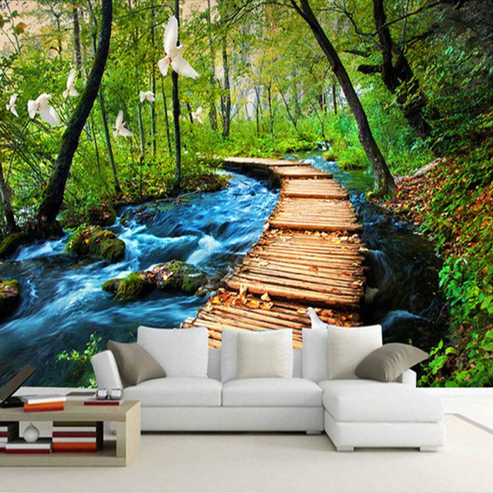 ぷくちゃん　【ぶらんしぇ】ギリシャ風景　壁掛けアートタイル　4枚セット Mural Wallpaper,Wooden Bridge Forest Landscape Customize 4D