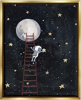 Stupell Industries Astronaut Hanging Stars Outer Space Ladder to Moon, Design by Rachel Nieman