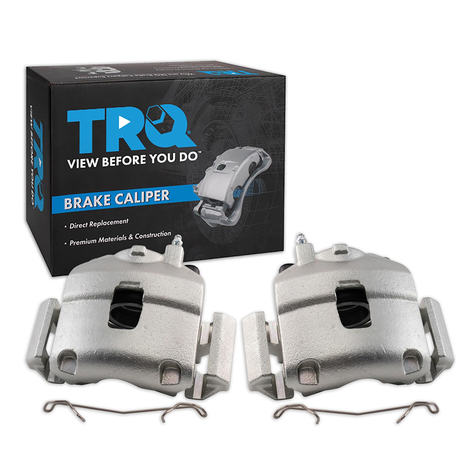TRQ Rear Brake Caliper Set Zinc Coated Brackets