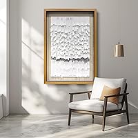 BrightA White 3D Wave Wall Sculpture - Heat-Formed Acrylic Strips with Dynamic Shadows, Solid Wood Frame Modern Art 27.5"x39.4"