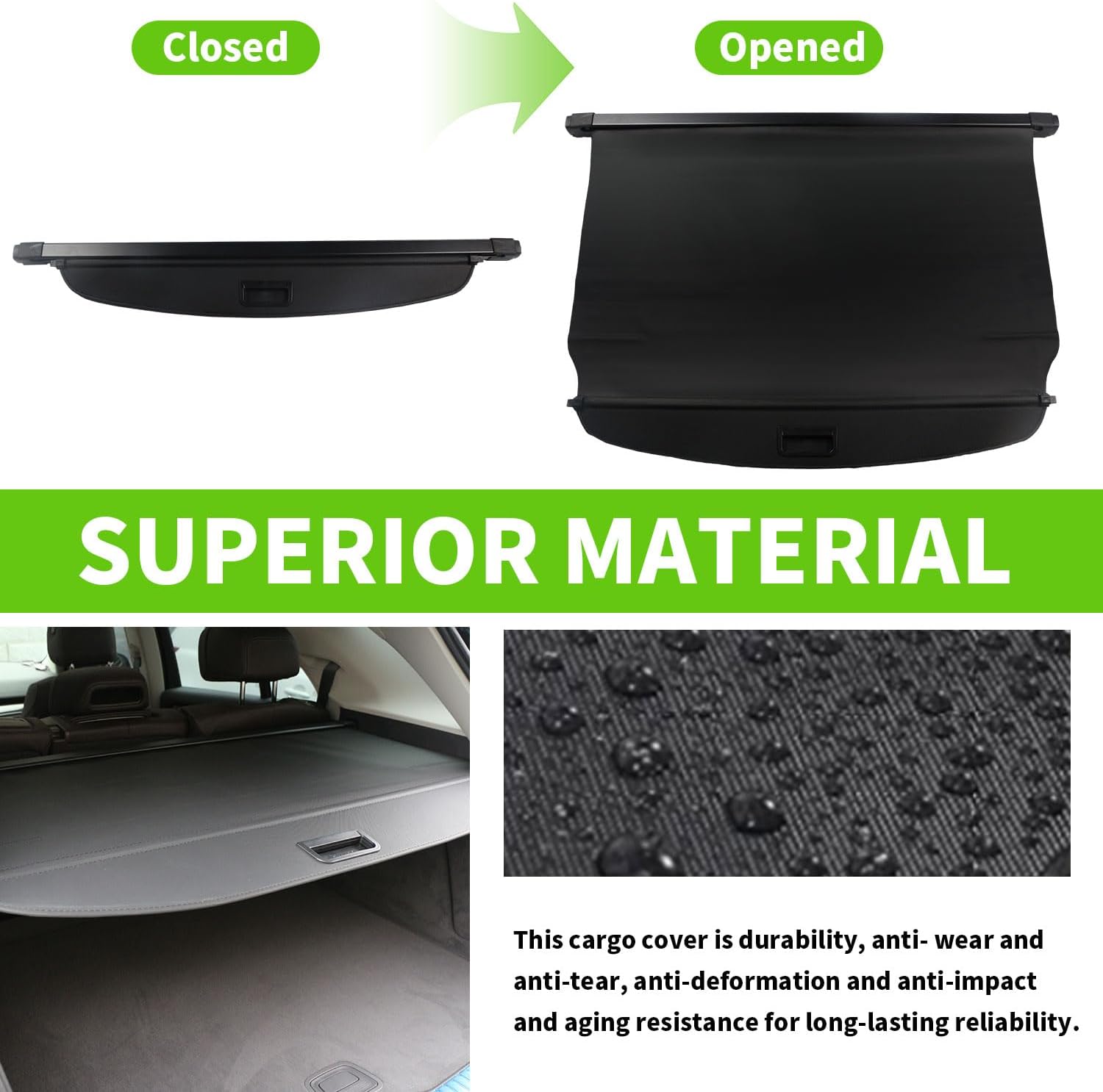 Cargo Cover for 2024 KIA Sportage 2023 2025 2026 Trunk Cover Rear Trunk Security Cover Shielding Shade Car Accessories, Black