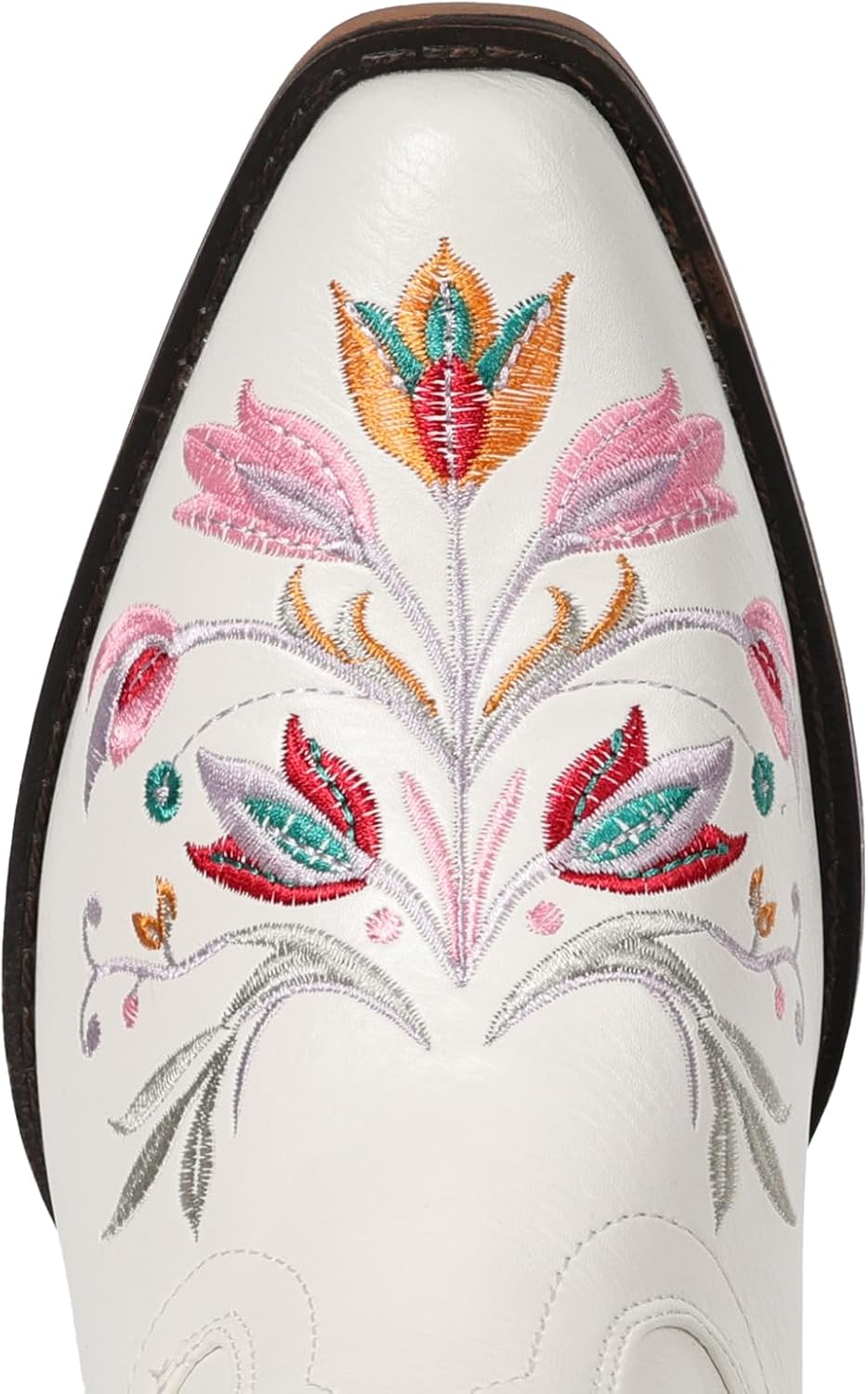 Cowboy Boots for Women Western Flower Embroidered Ankle Cowgirl Boots Snip Toe Chunky Heel Stitched Retro Classic Boot - Image 4