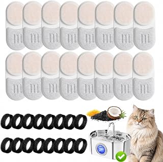 16+16-Pack Cat Water Fountain Filters Compatible with APAUK 108oz/3.2L, Fit for Stainless Steel Pet Fountain, Activated Carbon & Ion Exchange Resin Filters Replacement