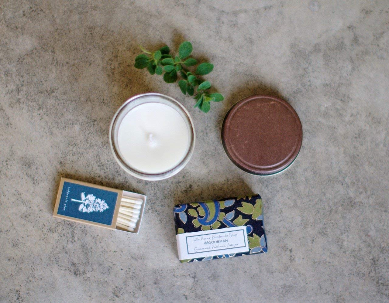 Soy Wax Lemon Verbena Candle gift set with Soap and Botanical Matchbook