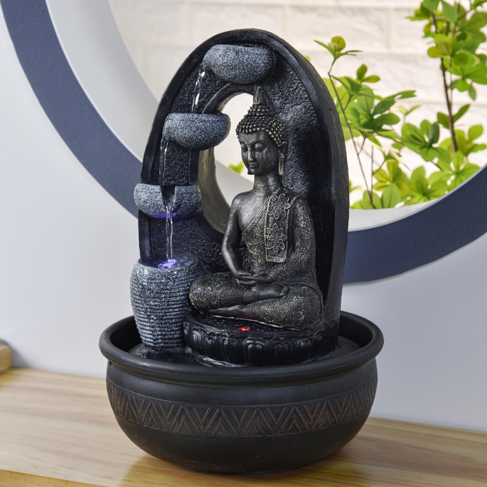 Zen'Light Harmonie fontanna z żywicy poliestrowej, czarna, 26 x 16 x 40 cm