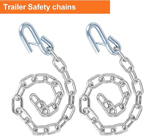 Miniatura 5 de TeukRiGa Cadena de seguridad de acero grado 30 de 516 x 27 pulgadas con ganchos de clip de resorte, 7000 libras, 2 unidades (516 x 27 pulgadas)
