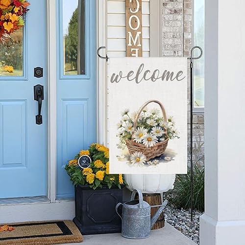 Miniatura 3 de TopPacific Bandera de jardín de primavera y verano con margaritas blancas de doble cara para exteriores, vertical, vacaciones, temporada, bandera de