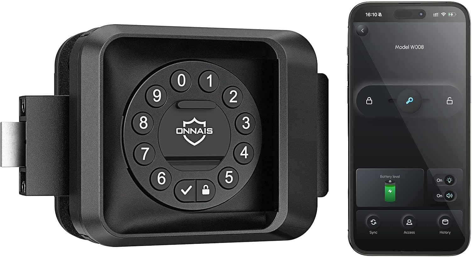 ONNAIS Smart RV Door Lock - Full Metal App Control Keyless Entry | Fits Most Trailers & 5th Wheels, App Operation, 100 ft Fob Access, 10-Digit Keypad, One-Time Passcodes