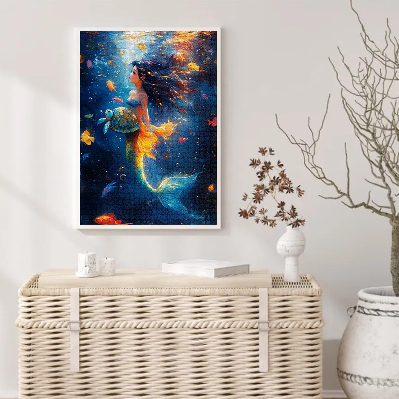 Sirena Puzzle 1500 Pezzi Grandi Dimensioni per Adulti, Puzzle Tartaruga marina Motivo Progettazione con Compact Box e Poster Incluso per Home Room Wall Decor, Men Gifts, Legna Jigsaw 87x57cm, Model629