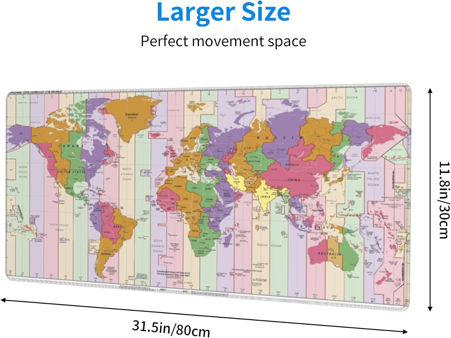 World Map Mouse Pad – Large Desk Mat with Non-Slip Rubber Base, 31.5 X 11.8in Gaming Mousepad for Laptop Pc, Office Accessories and Desktop Decor