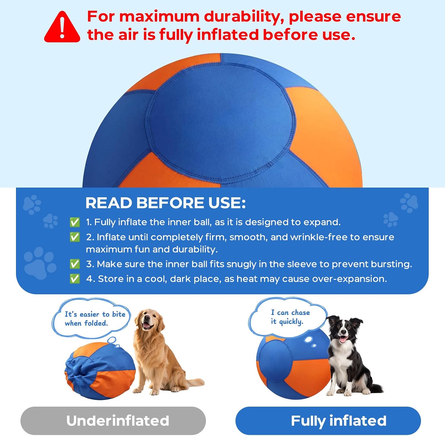 Herding Ball for Dogs, 23 Inch Upgraded Dog Push & Chase Ball with Thickened Bite & Tear Resistant Cover, Burst-Resistant Inner Ball, Outdoor Exercise Toy for Australian Shepherd Border Collie