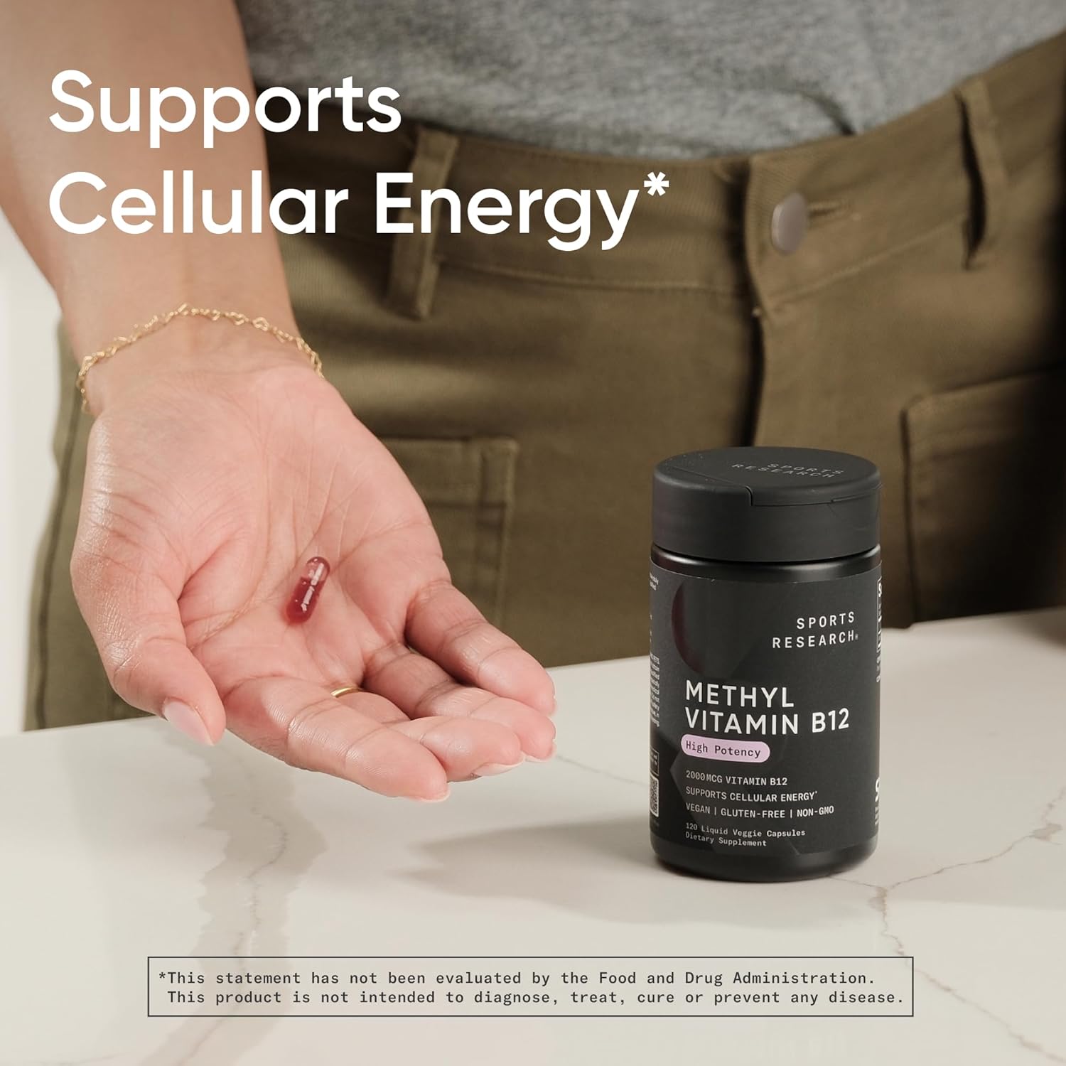 Sports Research® Vitamin B12 as Methylcobalamin 2000mcg - Plant Based B12 w/Coconut MCT Oil for Energy Metabolism Support - Vegan Certified · Non-GMO · Gluten Free - 120 Liquid Caps - Image 5