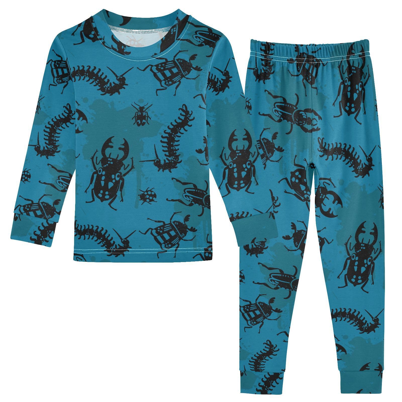 JHKKU Beetles Bugs Pajamas Set Cotton 2 Piece Soft Comfy Pjs Long Sleeve Lounge Sleepwear 3T