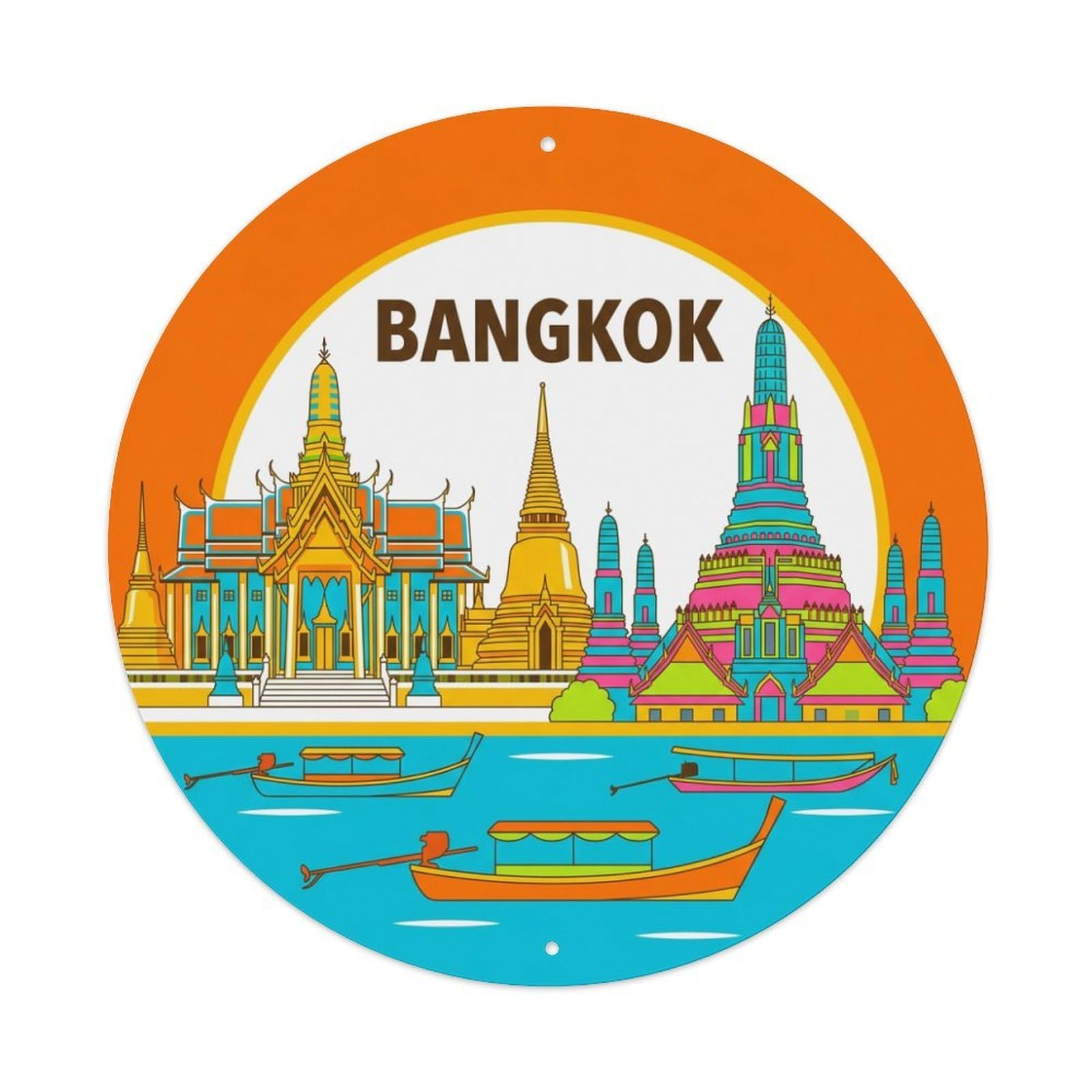 Vintage Travel Thailand Bangkok Metal Tin Sign