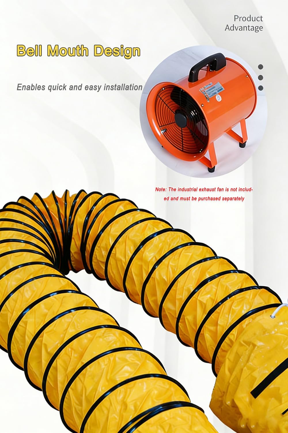 25FT PVC Flexible Duct Hose 18 Inch Duct Hosing with Adjustable Rope for Utility Blower Exhaust Fan Ducting Hose Folding Exhaust Duct Big Bag for Easy Storage【7.5m*45cm】