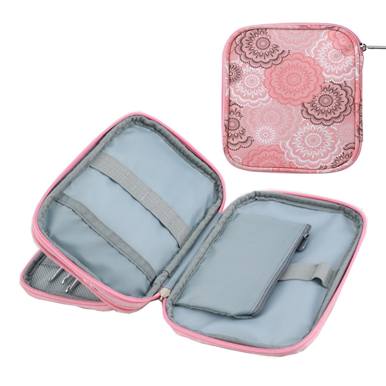 Juego de 5 agujas de tejer, bolsa de almacenamiento, accesorios de ganchillo, organizador de ganchillo, 18 x 14,5 cm