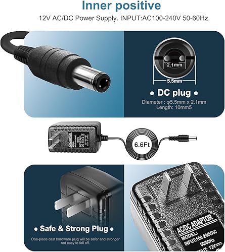 Miniatura 4 de Adaptador de CA de fuente de alimentación de 12 V, 2 A, 1 A, con 8 puntas, regulado, 12 voltios, 2000 mA, cable de cargador de repuesto para tira de