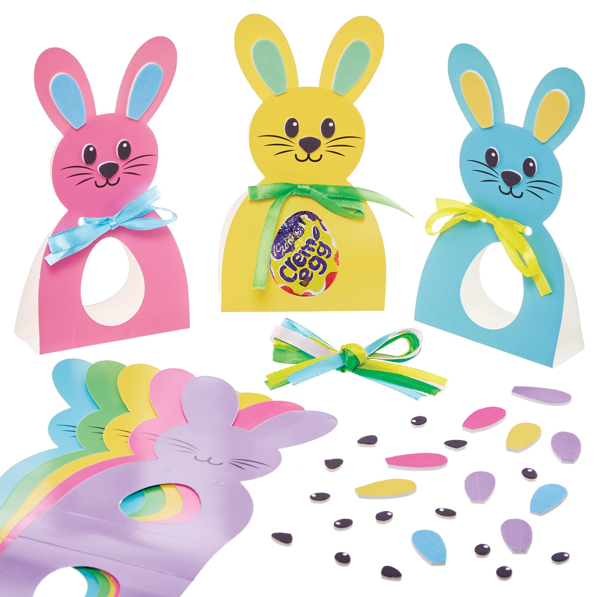 Baker Ross FN394 Bunny Easter Egg Holder - Pack of 10, Easter Egg Hunt Accessories, Easter Chocolate Holder