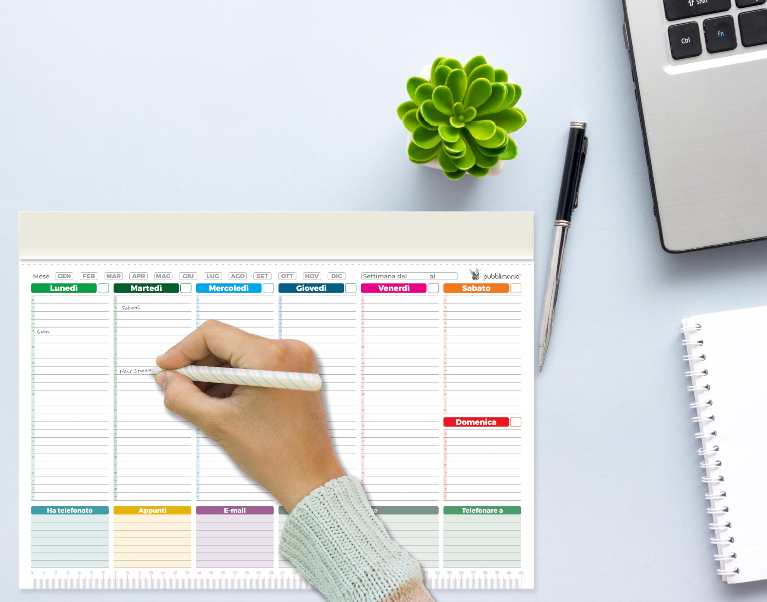 Pubblimania 2 MAXI PLANNER SETTIMANALE da tavolo per scrivania. (Cm 43x31) Organizer Weekly planner Agenda per Ufficio (2 Maxi Planner)