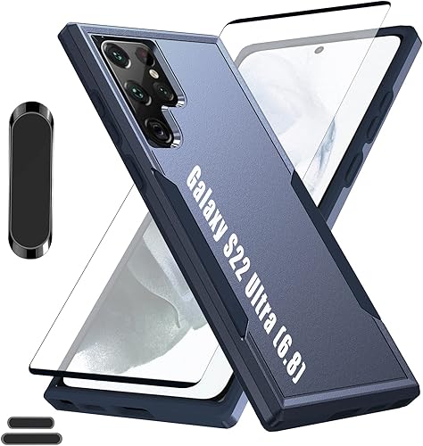 Funda híbrida de doble capa para Galaxy S22 Ultra de 6.8 pulgadas, resistente a los golpes, resistente a los golpes, con 1 soporte magnético para