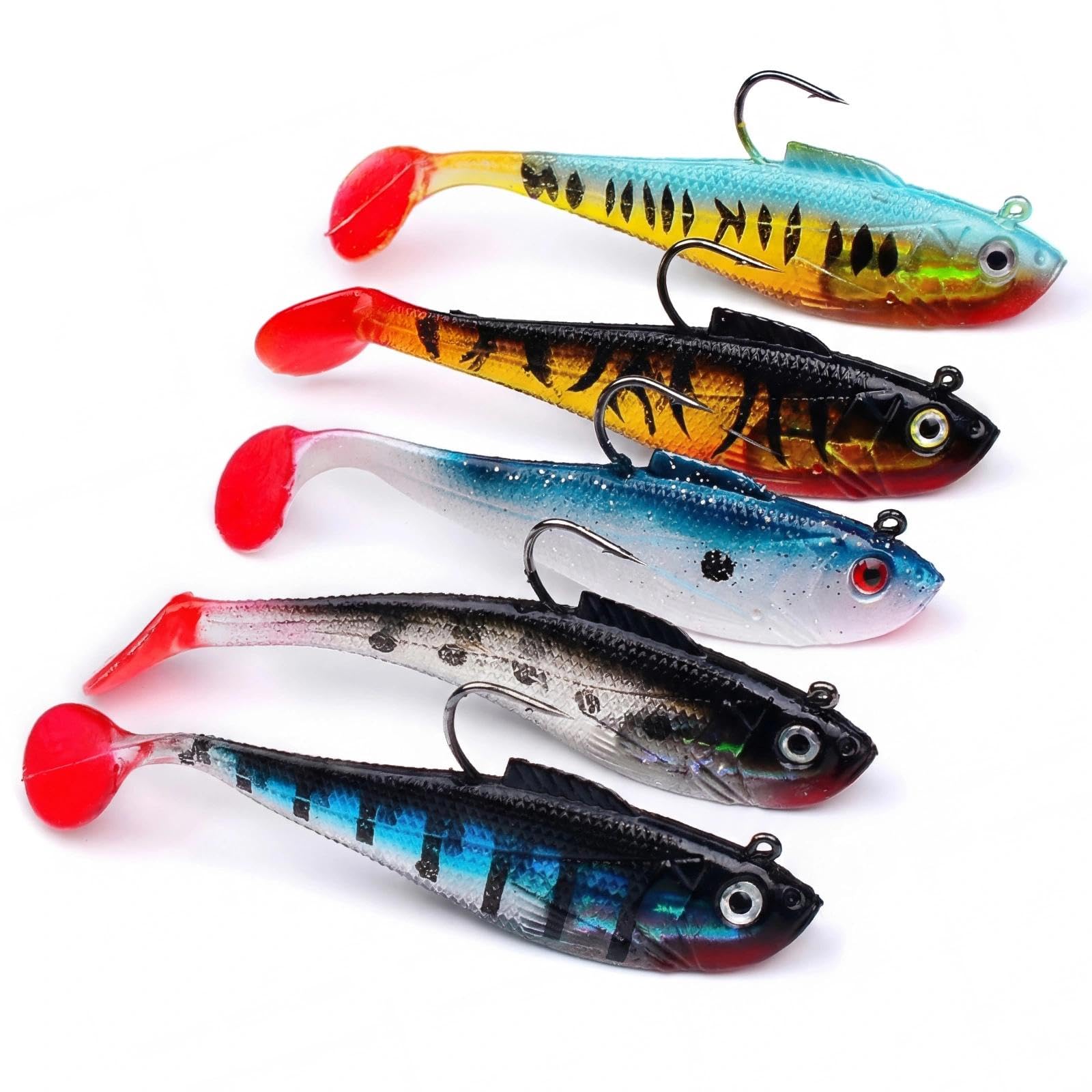 Zynaxir 5 Pcs Fishing Lures with BKK Hooks Sea Water Fishing Minnow Lures Topwater Swimbait for Bass, Trout, Pike, Perch - Ideal for Family Fishing