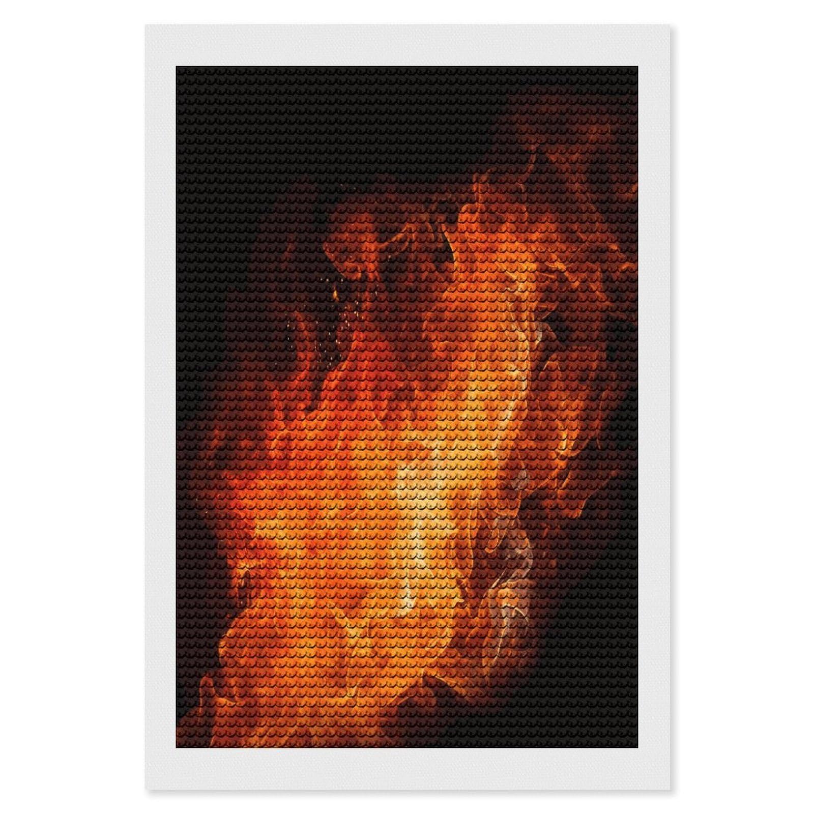 FekiLoot Roaring Flame Diamond Painting Kits for Beginners DIY Diamond Art Kits for Adults Full Drill Round Diamond Dot Gem Art Painting Fun DIY Crafts for Home Kitchen Wall Decor Gift 8"x12"
