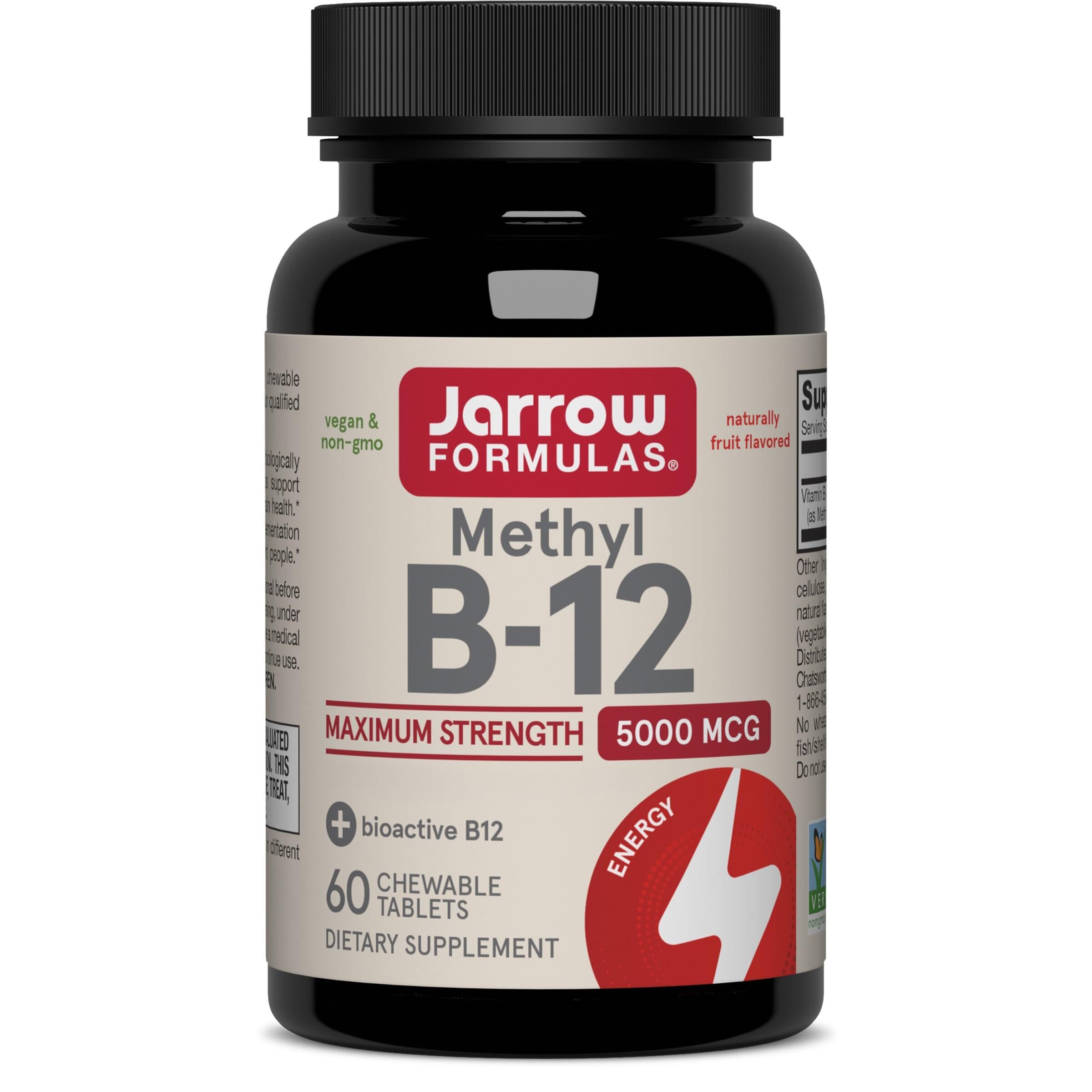 Jarrow Formulas, Methyl B12, 500mcg, Gusto Ciliegia, 100 Compresse masticabili vegano, Testato in Laboratorio, Senza Glutine, Vegetariano, Senza Soia, Senza OGM