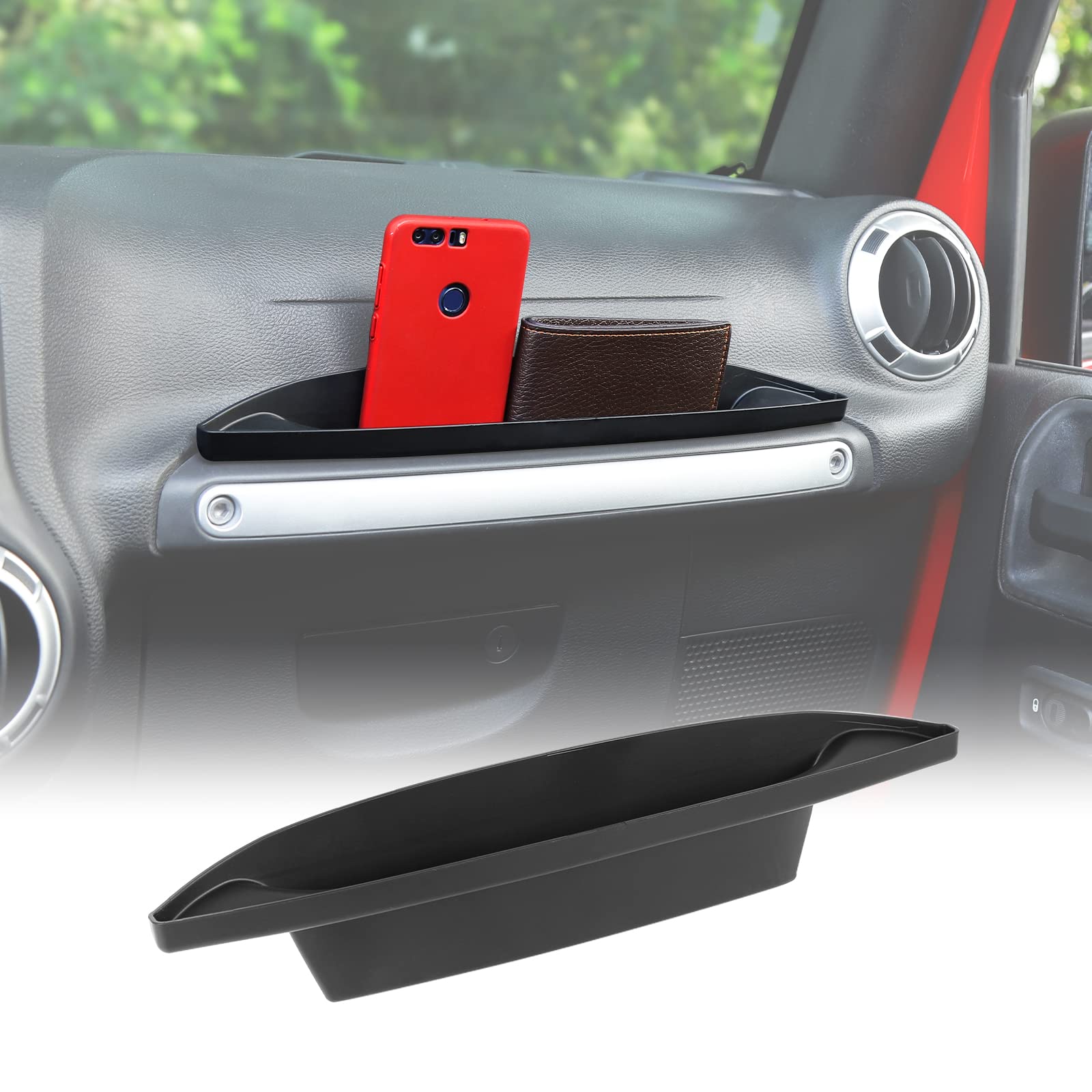 CheroCar Grab Tray Passenger Storage Box Handle Storage Box Tray Organizer Grab Accessory (for Jeep Wrangler Jk 2011-2018)