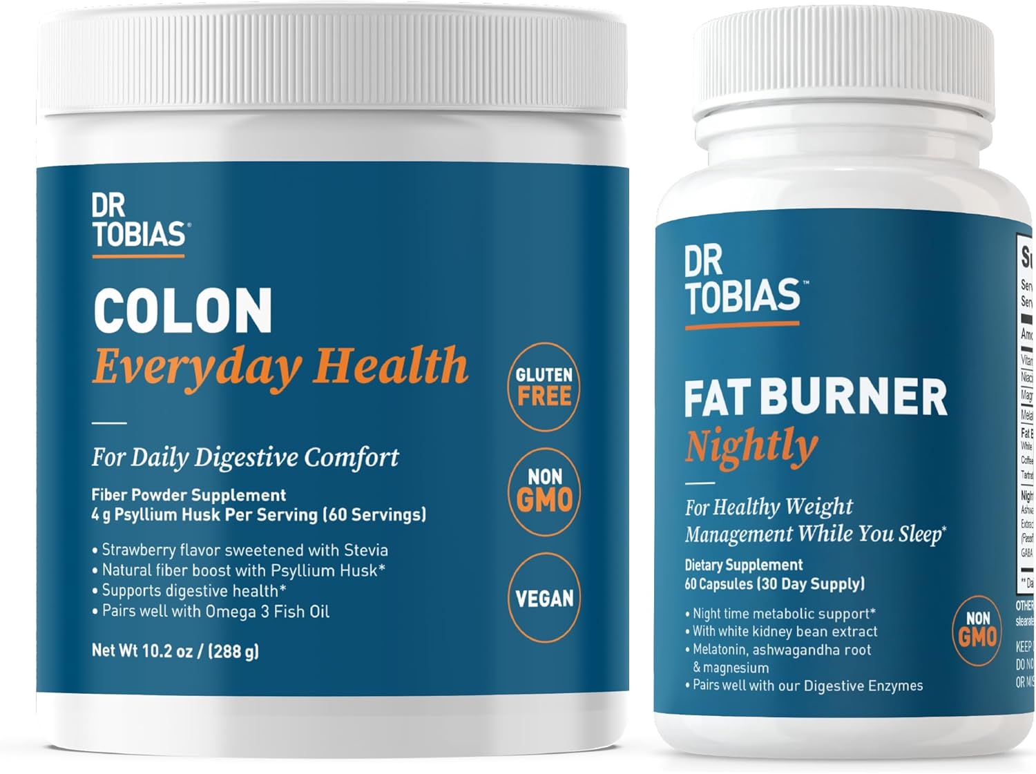 Dr. Tobias Colon Everyday Health and Fat Burner Nightly, Daily Digestive & Night Time Metabolic Support, Curb Cravings, Boost Energy & Gut Health, Non-GMO