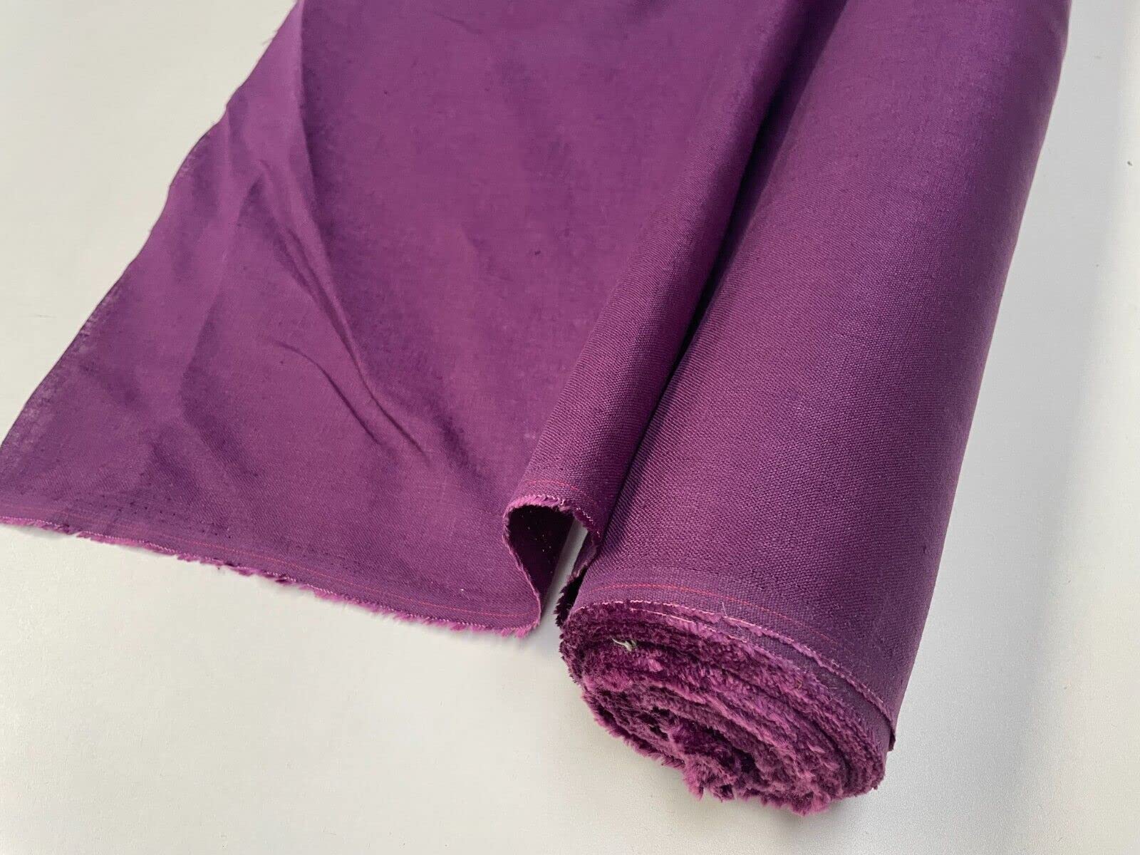 Lightweight Linen Fabric Soft Plain Pure Material Cloth for Home Decor Bedding Clothes Curtains - 140cm Wide Purple (1 Metre)