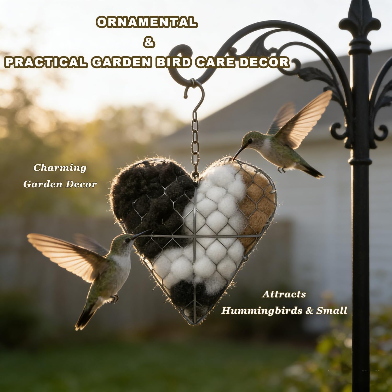Handmade Fiber Bird Nesting Heart, Alpaca Fiber Bird Material House, Wool Nest Starter Hummingbird Houses, Outdoor Garden Decoration & Bird Lover Gift ﻿ — view 5