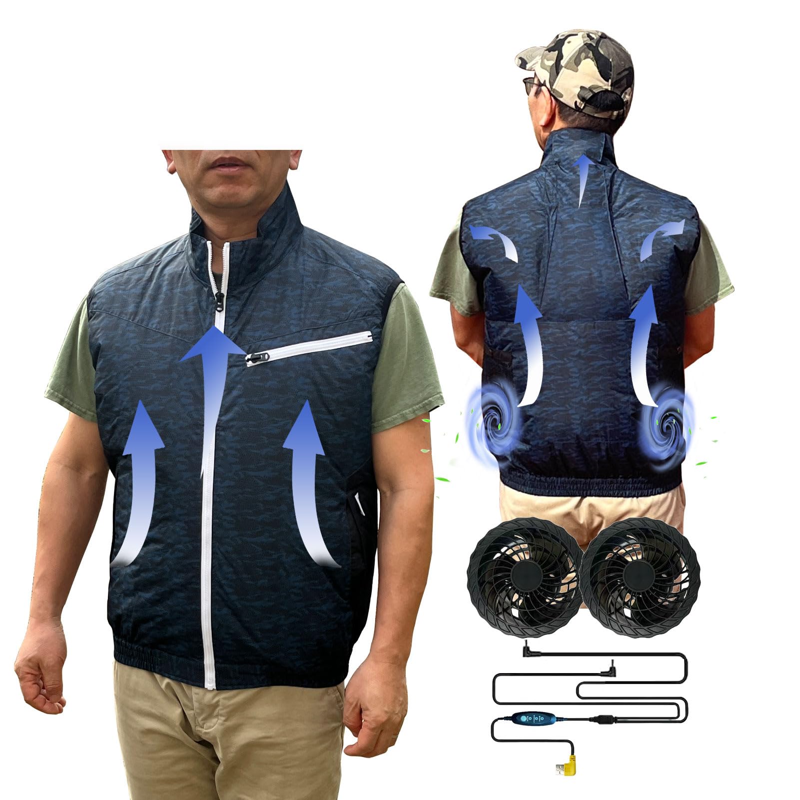 Cooling Vest for Men and Women with Air Conditioning Fans，Water-resistant Surface Lightweight Quick Dry with UV Protection