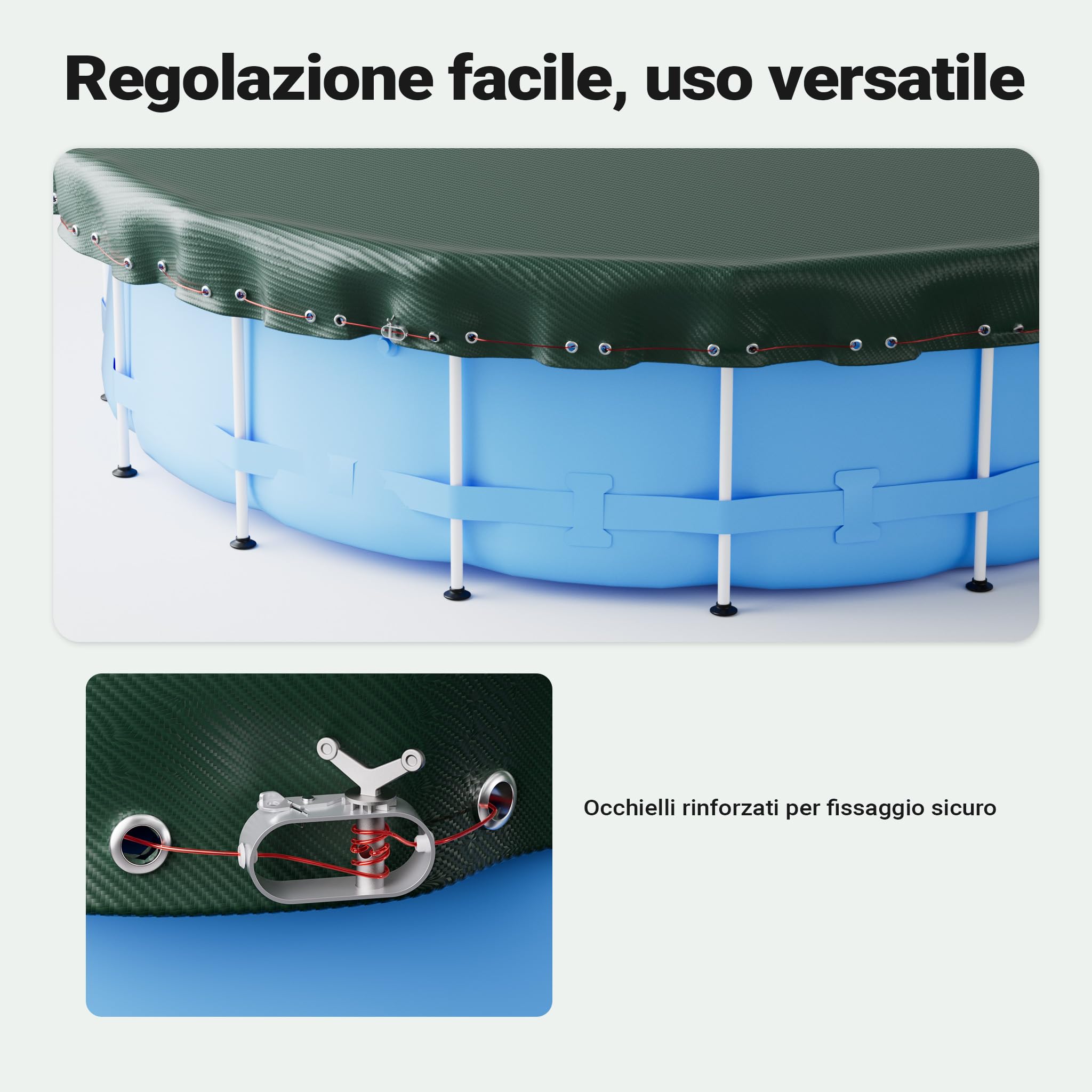 Wiltec Telo di copertura per piscina rotondo Ø 520 cm 2in1 resistente ai raggi UV inverno estate