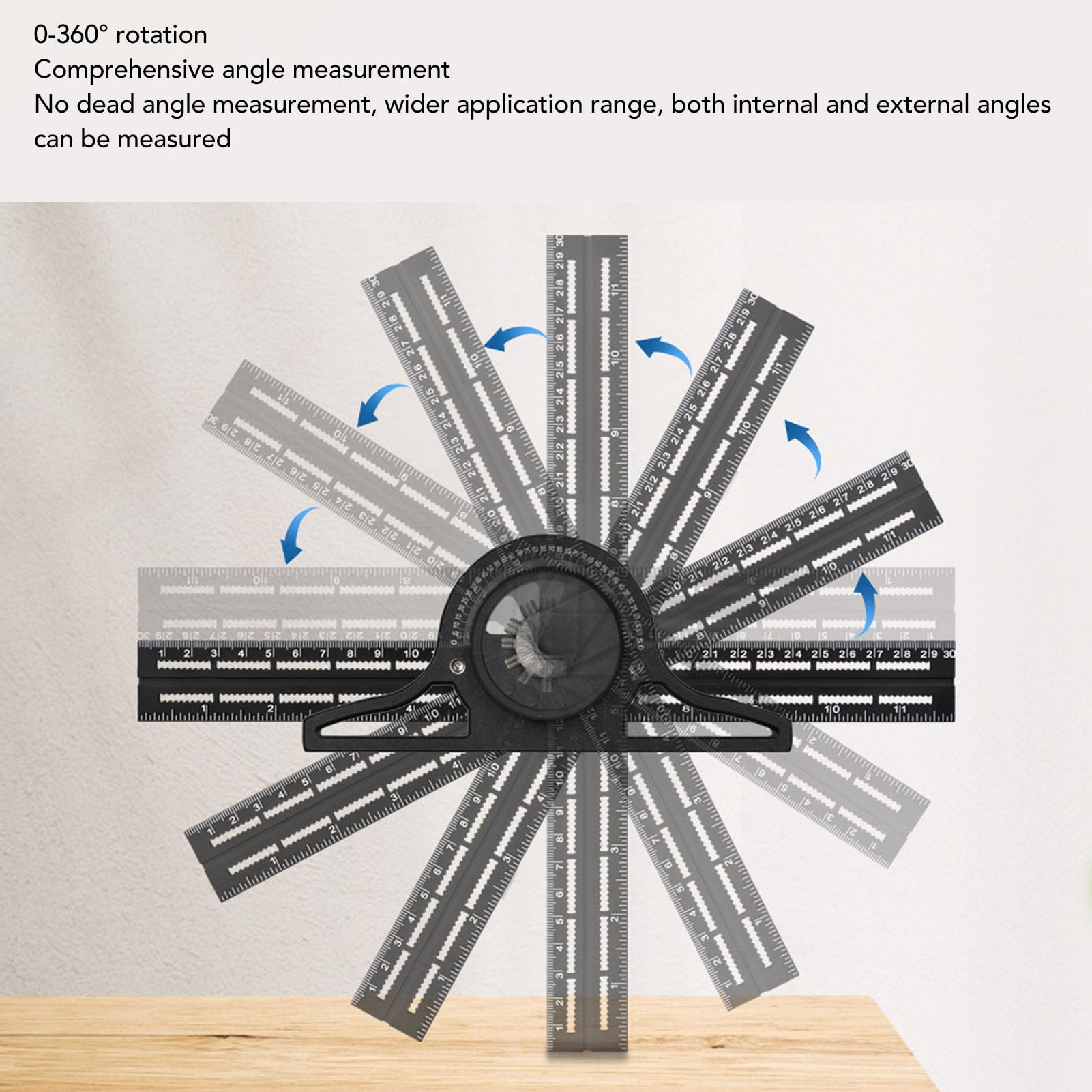Équerre combinée de 20 pouces, règle d’angle combinée coulissante à rotation de 360 degrés, outil de mesure à double échelle en alliage d’aluminium pour le travail du bois et du