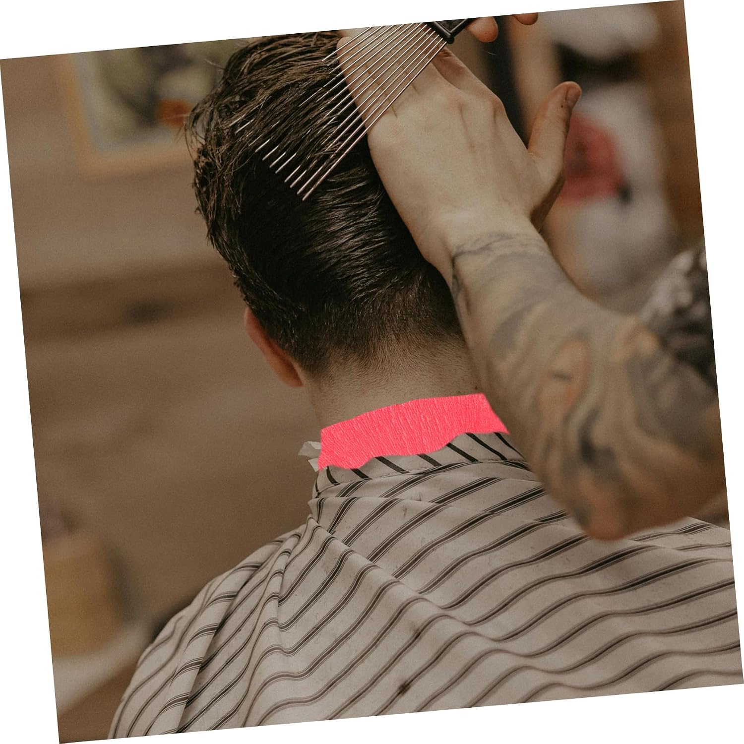 Disposable Paper Barber Neck Strips 5 Rolls Red Stretchy Soft