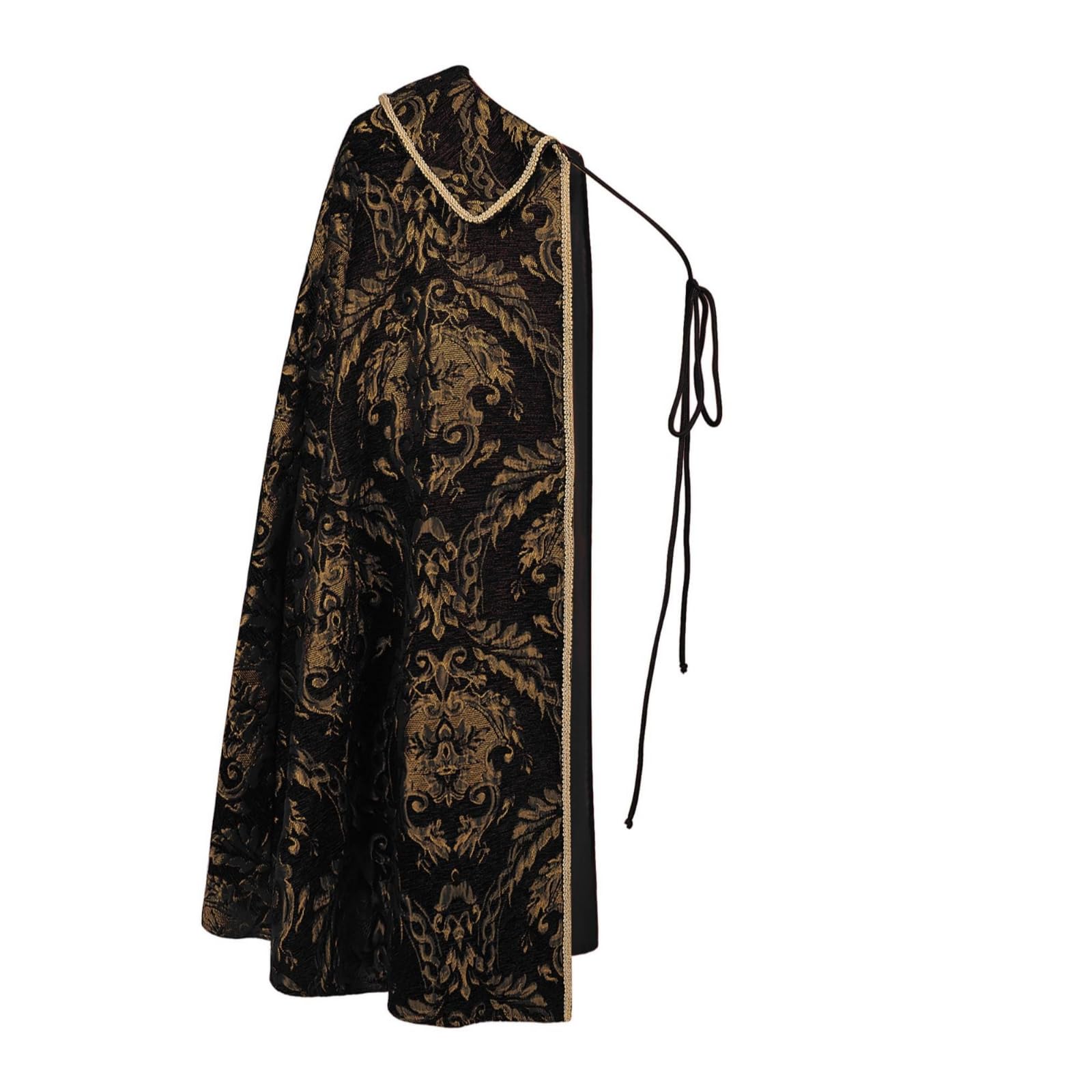 Mantello Elegante in con Fantasia Floreale E Chiusura Sicura al Collo per Uomini E Donne Adatto per Eventi Tematici E Recite, Array, Nero