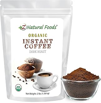 Z Natural Foods Organic Instant Coffee Powder - Rich Dark Roast Flavor, Arabica Instant Espresso Powder with Antioxidants to Boost Energy, Mood & Focus - Gourmet Instant Coffee in Resealable Bag, 3 lbs