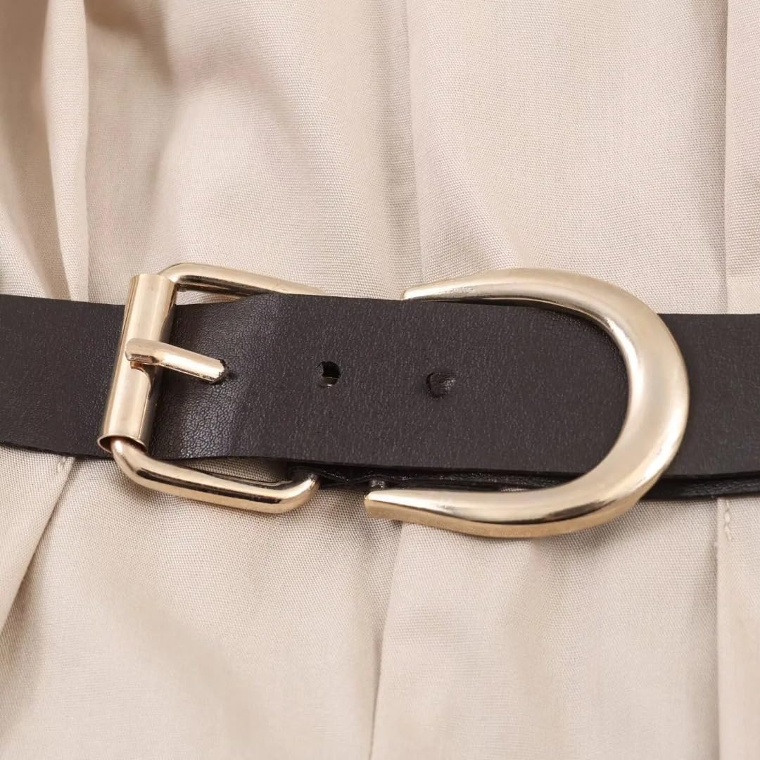 Ladies' Temperament, Collar and Waist Cinched Shirt Dress, Long Sleeved lace up Long Commuting Skirt