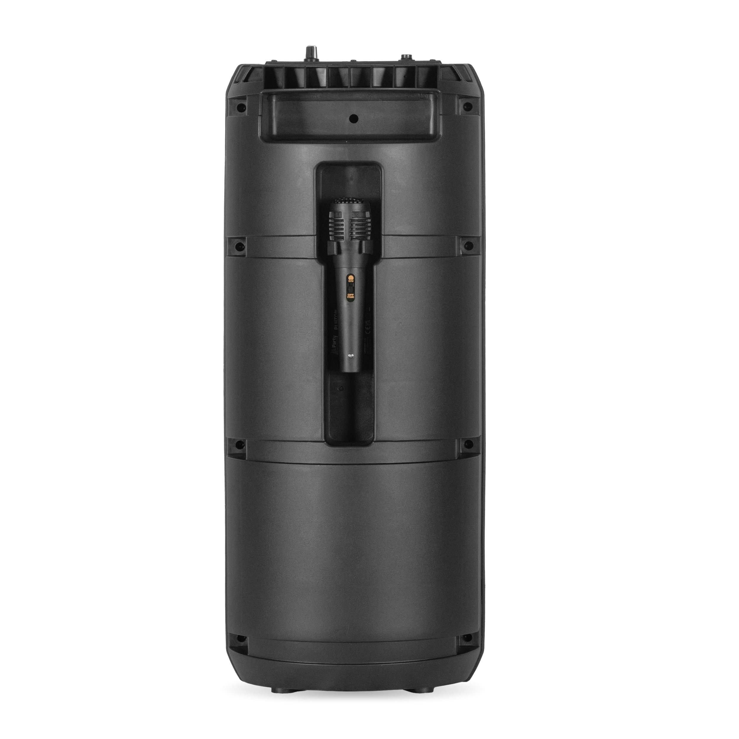 Party Light & Sound - PLUTON - Głośnik, przegroda 2 x 8"/20cm 300W na akumulatorze - Efekt świetlny - 1 mikrofon przewodowy i 1 pilot - Bluetooth, USB, Micro SD i TWS - Czarny