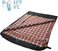 Vista 2 de AGEMORE Saco de dormir doble de franela de algodón para adultos, saco de dormir impermeable para clima frío, tamaño Queen, para 2 personas, doble