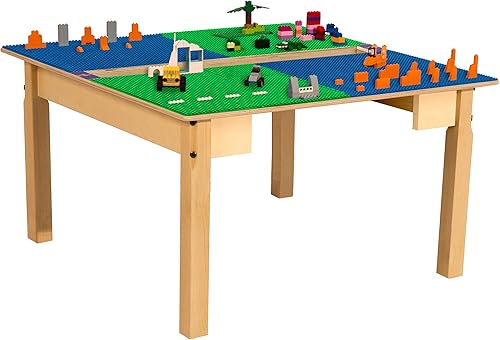 Miniatura 10 de Time-2-Play - Mesa de juego para niños, compatible con ladrillos Lego, madera contrachapada de abedul extra resistente, 35 pulgadas de ancho x 31