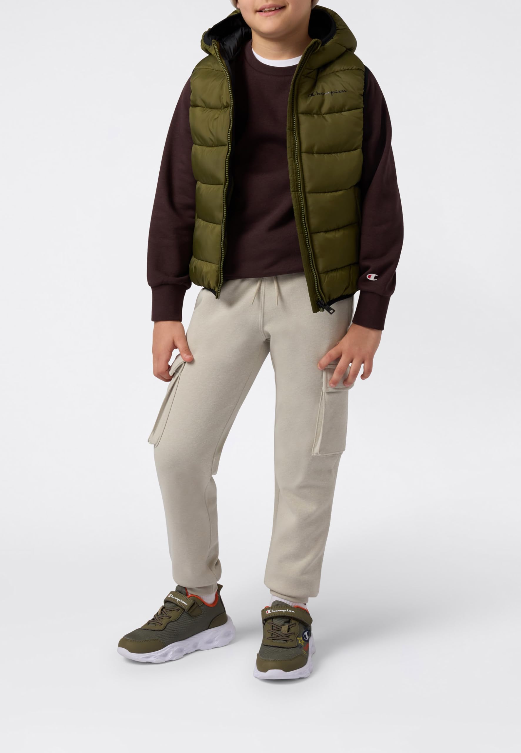 Champion Legacy Outdoor (220341) - Wr Light Nylon Cirè 35gr Small Script Logo High-neck Chaleco embotado Hombre