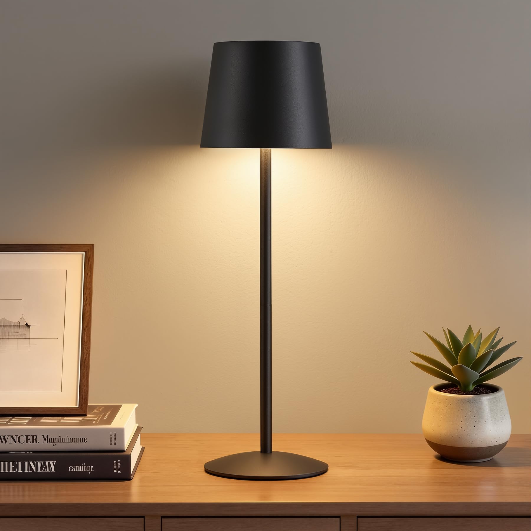 GyroVu Cordless Table Lamp, Rechargeable LED Desk Lamp, Stepless Dimming LED Touch Lamp, Wireless Portable Table Lamp for Bedside Nightstand Living Room Restaurant Outdoor — image 1